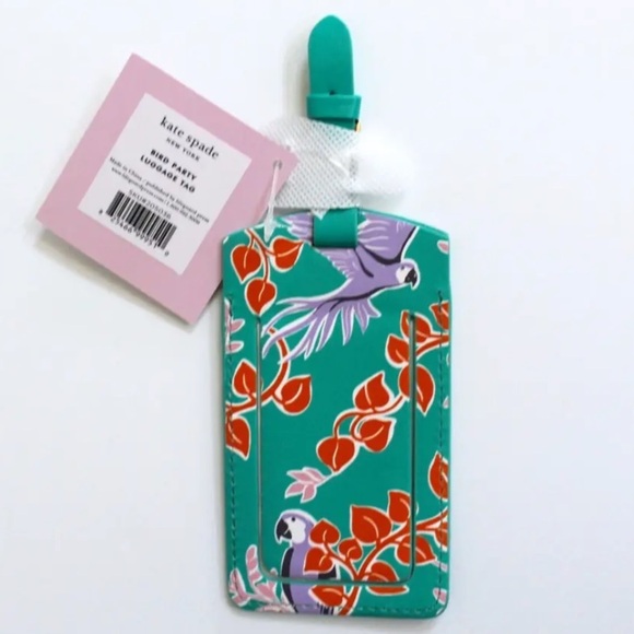 NEW! Kate Spade ♠️ Green Leather Travel luggage Tag - Picture 4 of 9